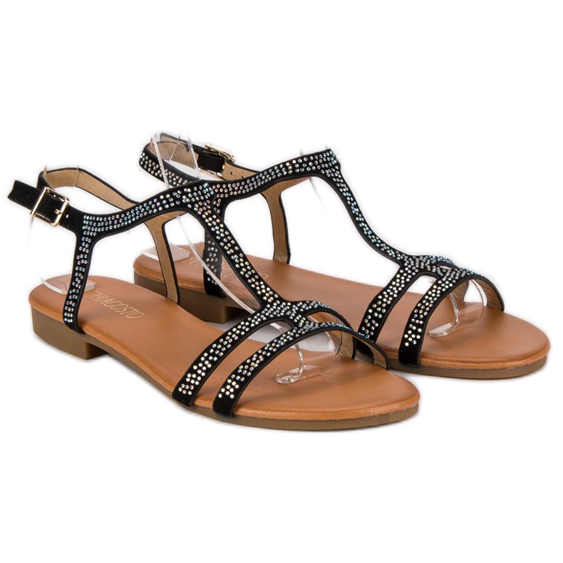 Sorte flade sandaler 1