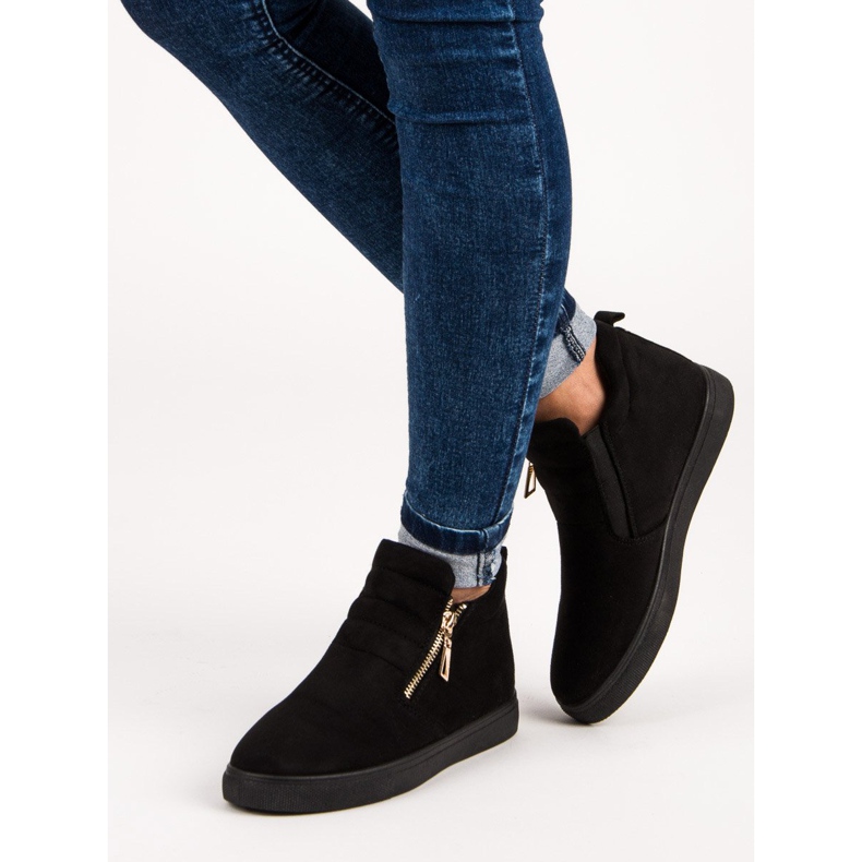 Suede Slip-On Sneakers sort 1
