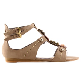 Damesandaler med khaki sten ZS3522 kaki 1