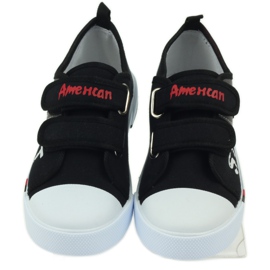 American Club Børnesko sneakers med det amerikanske flag Velcro sort hvid grå rød 4