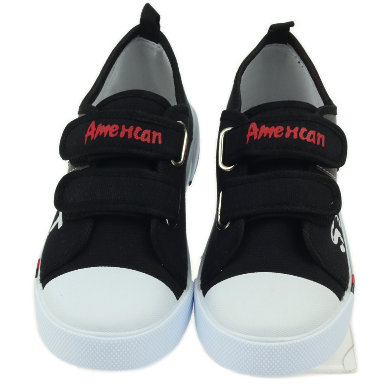 American Club Børnesko sneakers med det amerikanske flag Velcro sort hvid grå rød 4