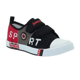 American Club Børnesko sneakers med det amerikanske flag Velcro sort hvid grå rød 1