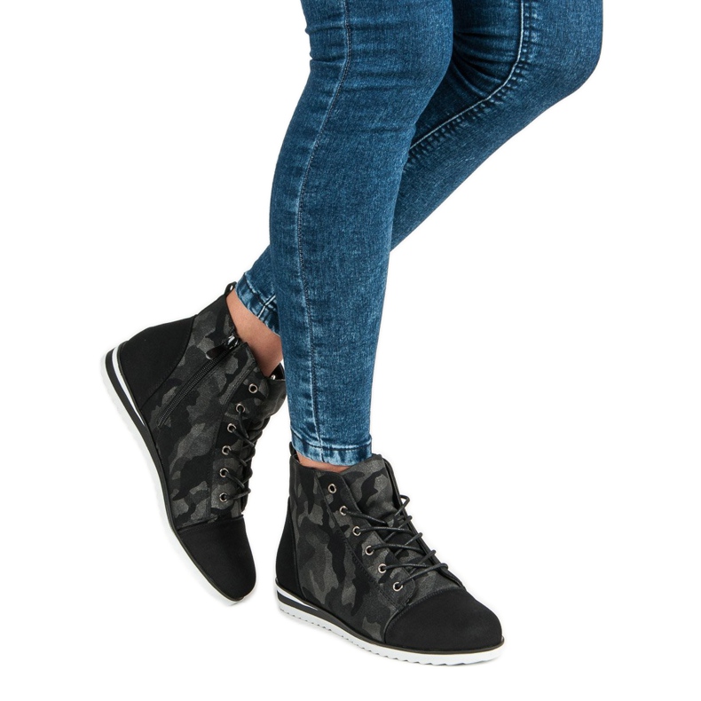 Vinceza Camo sneakers over anklen sort 1