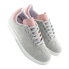 Grå og lyserøde damesneakers BL131P GRÅ / PINK 2