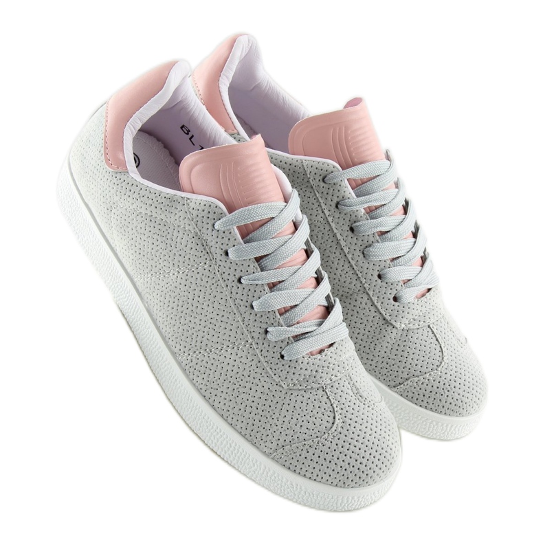 Grå og lyserøde damesneakers BL131P GRÅ / PINK 2