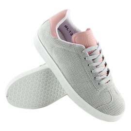 Grå og lyserøde damesneakers BL131P GRÅ / PINK 1