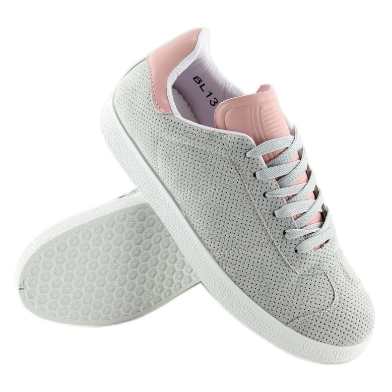 Grå og lyserøde damesneakers BL131P GRÅ / PINK 1