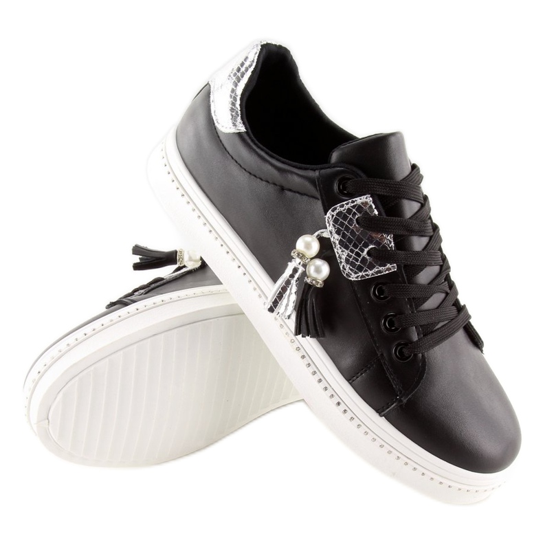 Sorte damesneakers 88038 SORT / HVID 2