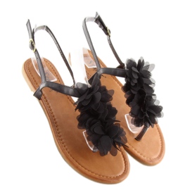 Sorte sandaler med blomster CK36P Sort 2