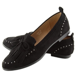 Sorte sorte loafers til kvinder G242 Sort 1