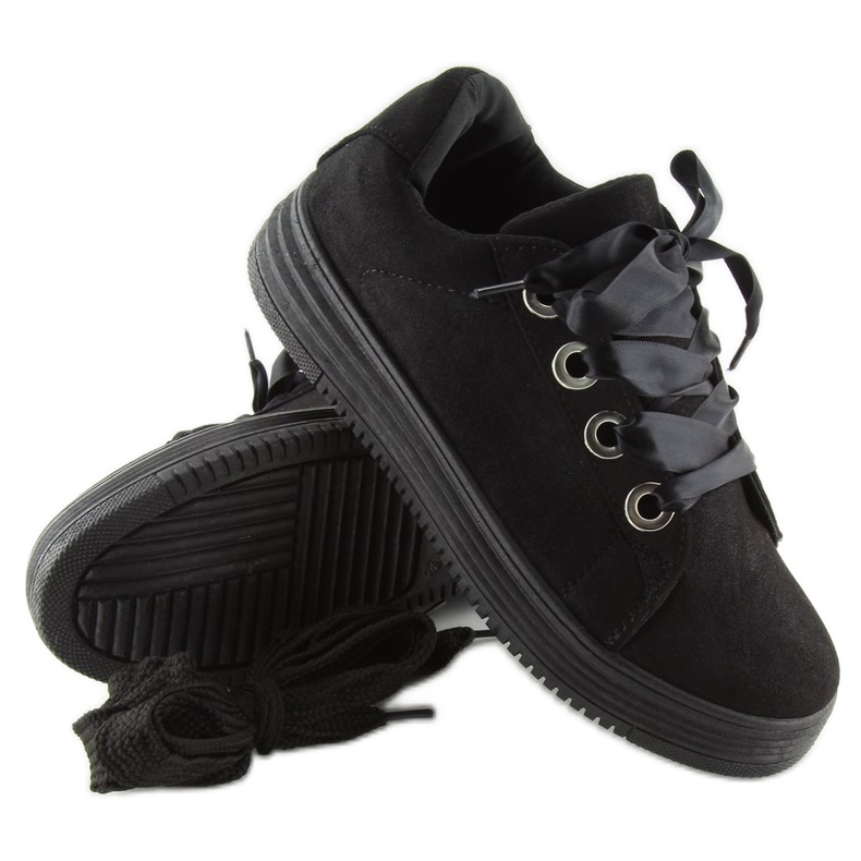 Sorte sneakers med bånd H99-23 Sort 1