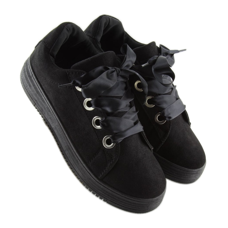 Sorte sneakers med bånd H99-23 Sort 2