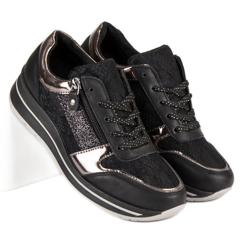 Kayla Stilfulde kvinders sneakers sort 1