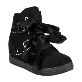 Super Me Sorte sneakers med sløjfer 1