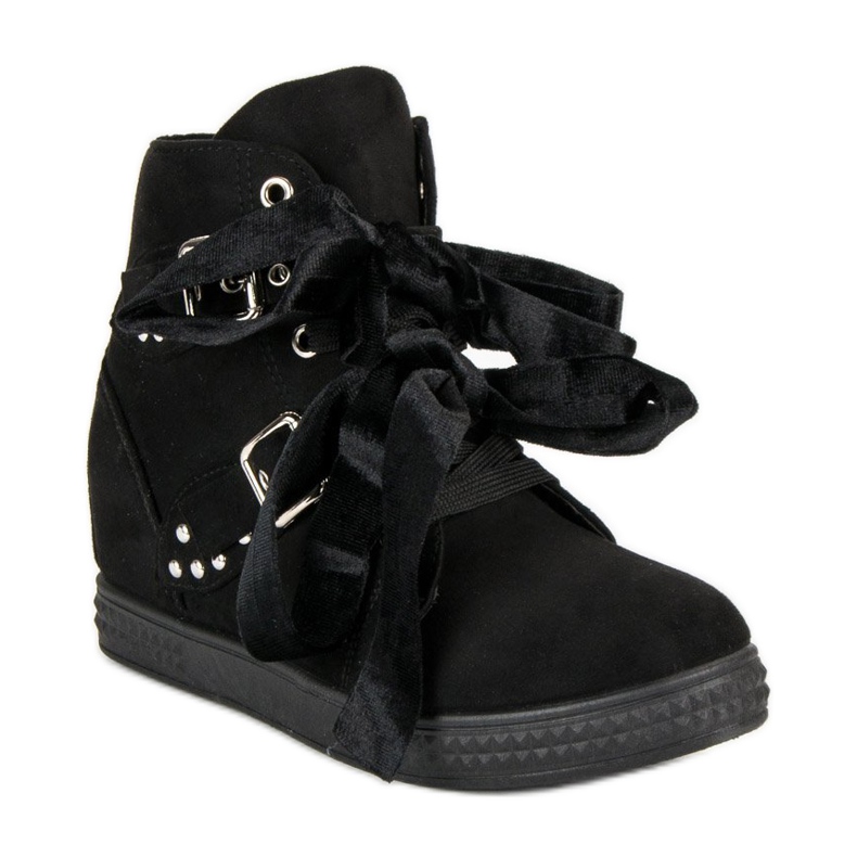 Super Me Sorte sneakers med sløjfer 1
