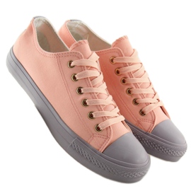 Lyserøde og grå damesneakers BL97P RØD / GRÅ 1