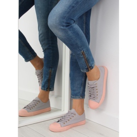 Grå og lyserøde damesneakers BL97P GRÅ / PINK 2