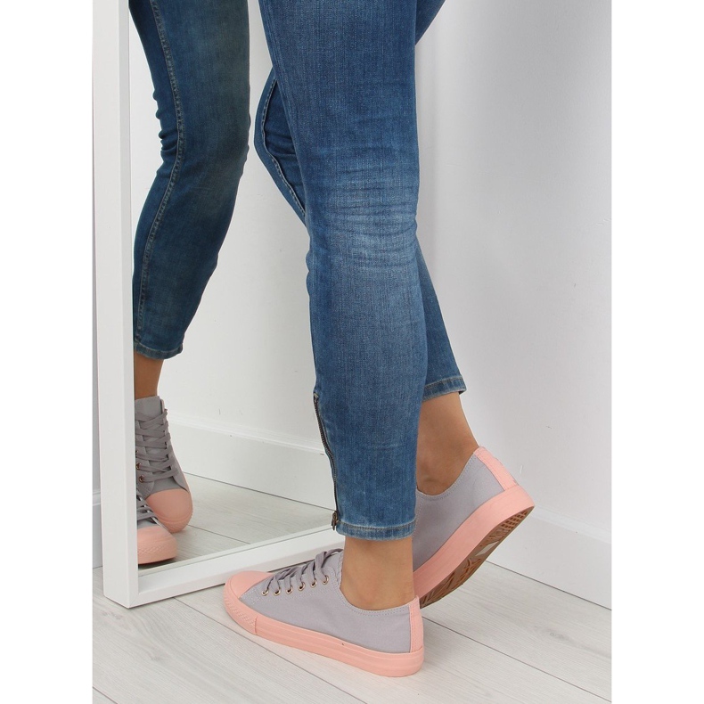 Grå og lyserøde damesneakers BL97P GRÅ / PINK 1