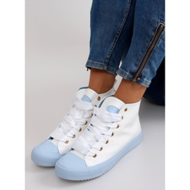 Sneakers til anklen med dobbelte snørebånd bl102p Blå hvid 2