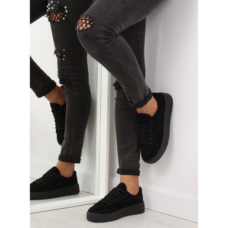 Sort AX03 Sorte sneakers på en høj sål 1
