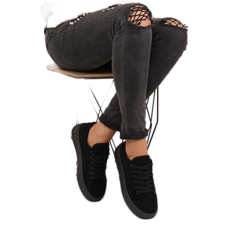 Sort AX03 Sorte sneakers på en høj sål 2