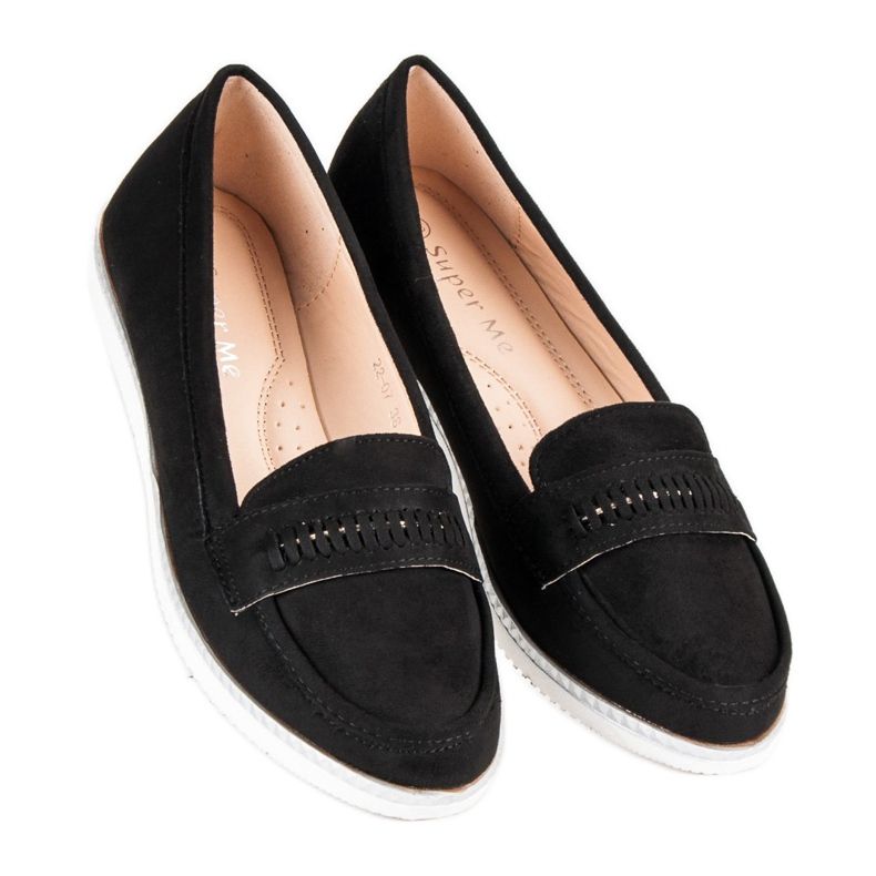 Super Me Loafers i sort ruskind 1