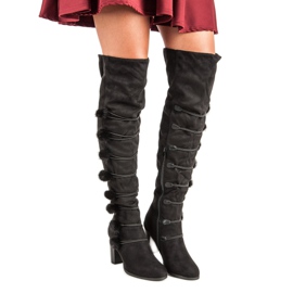 Elegante musketeerstøvler sort 1