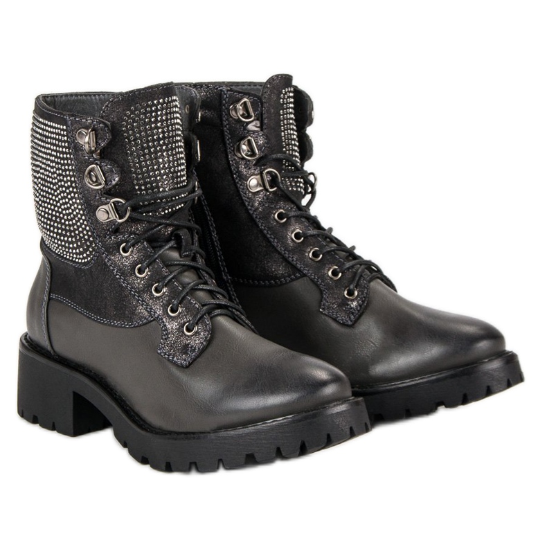 Ideal Shoes Snørede arbejdere på platformen grøn 1