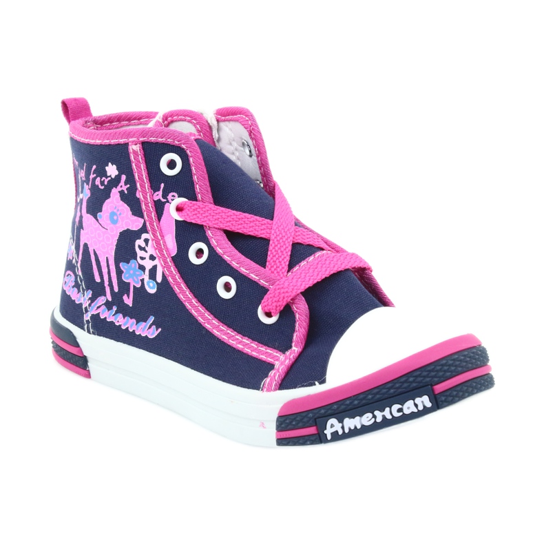 American Club Amerikanske TEN13 marineblå sneakers med lynlås lyserød 1