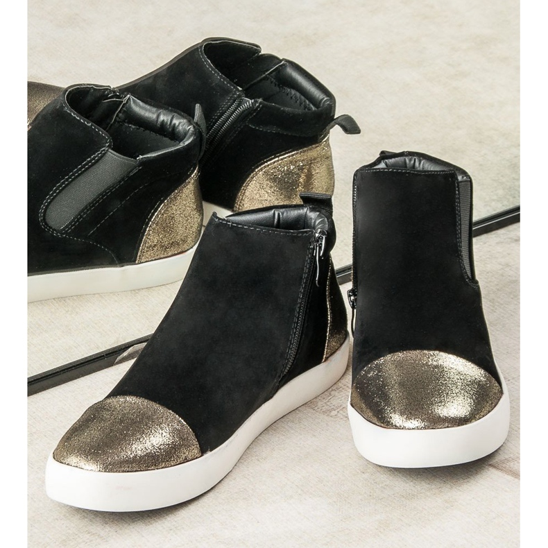 J. Star Elegante kvinders sneakers sort gul 2