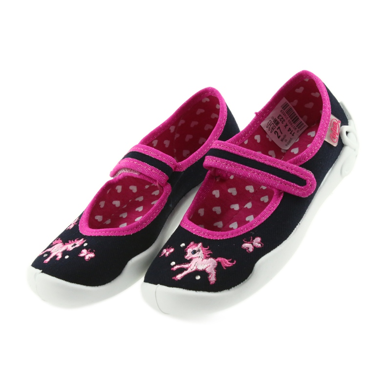 Befado børnesko ballerina hjemmesko 114X323 lyserød marineblå 4