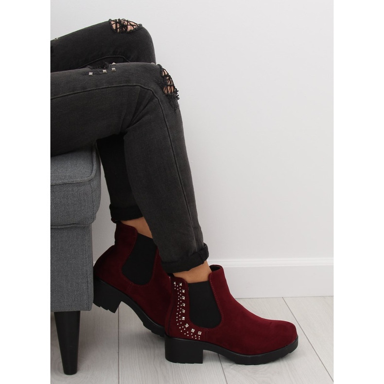 Jodhpur støvler med studs maroon Z175 Burgundy rød 2