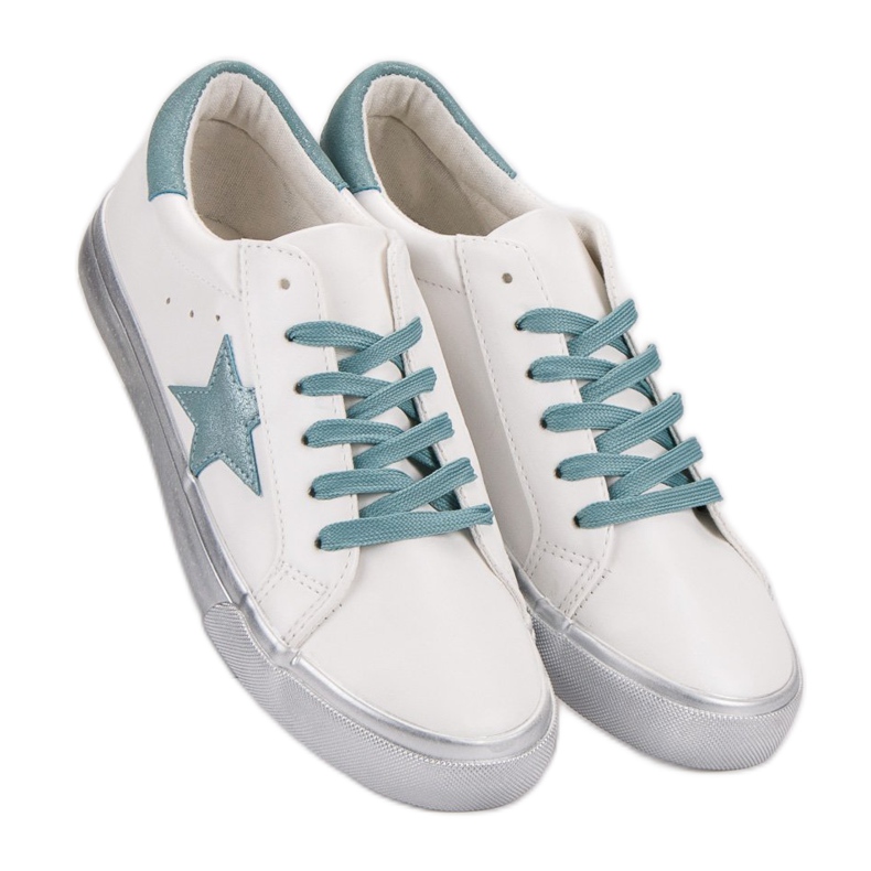 Stilfulde lave sneakers hvid blå 1