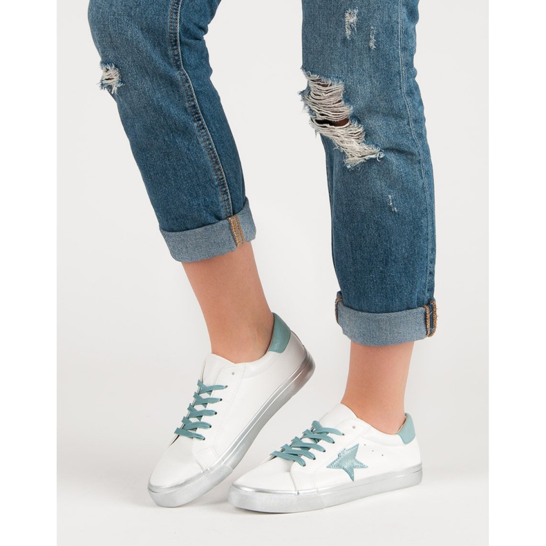 Stilfulde lave sneakers hvid blå 2