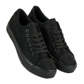 Sport Sorte sneakers med krystaller 1