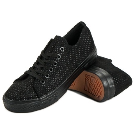Sport Sorte sneakers med krystaller 2