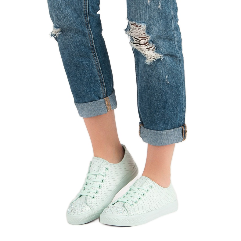 Sport Mint sneakers med krystaller grøn 1