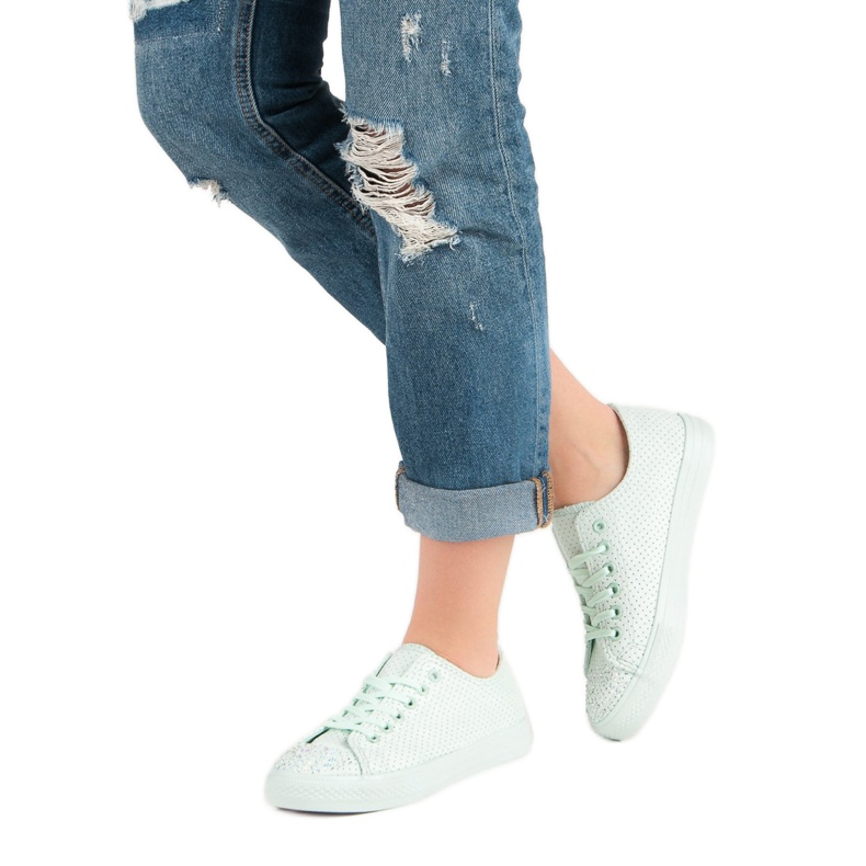 Sport Mint sneakers med krystaller grøn 2