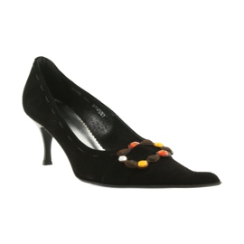 Læder pumps sort 1