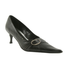 Læder pumps sort 1