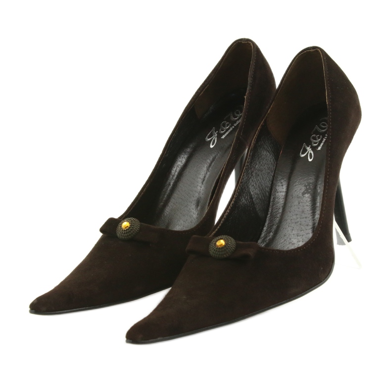 Læder pumps brun 4