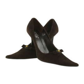 Læder pumps brun 3