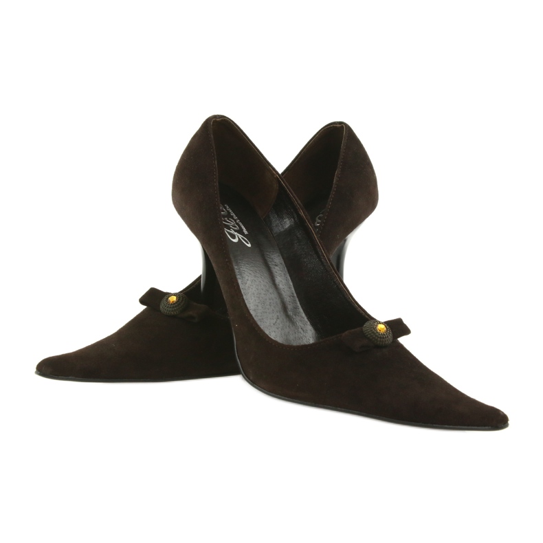 Læder pumps brun 3