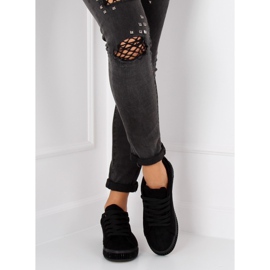 Sort BS098 Sorte sneakers med sten 2