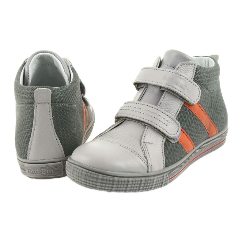 Ren But Rhine sko drenge med velcro 4275 popiel/orange grå 5