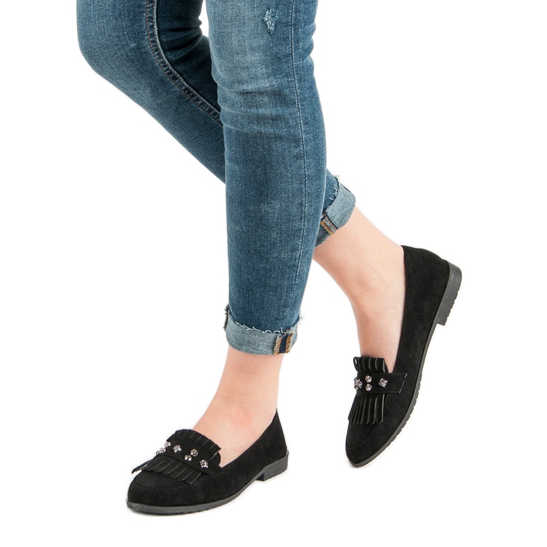 Laura Mode Loafers i sort ruskind 2