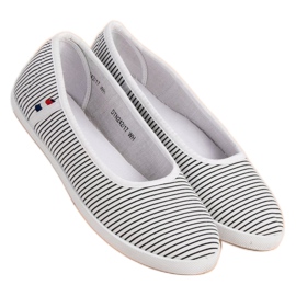 McKey Tekstil Ballerina Med Striber hvid sort 1