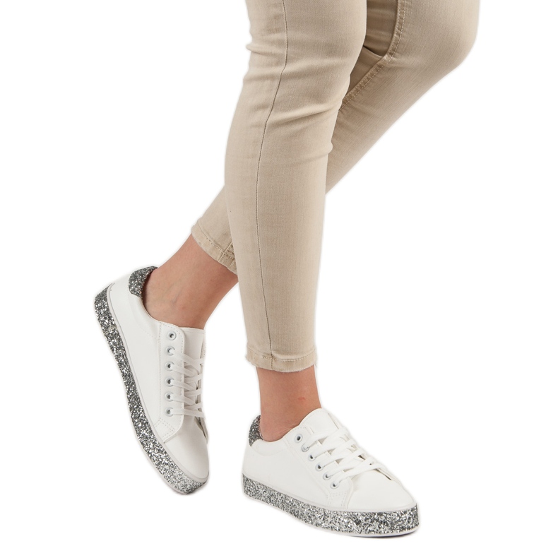 Sneakers med glittersål hvid 2