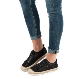 Queentina Sort snøret Espadrilles 1