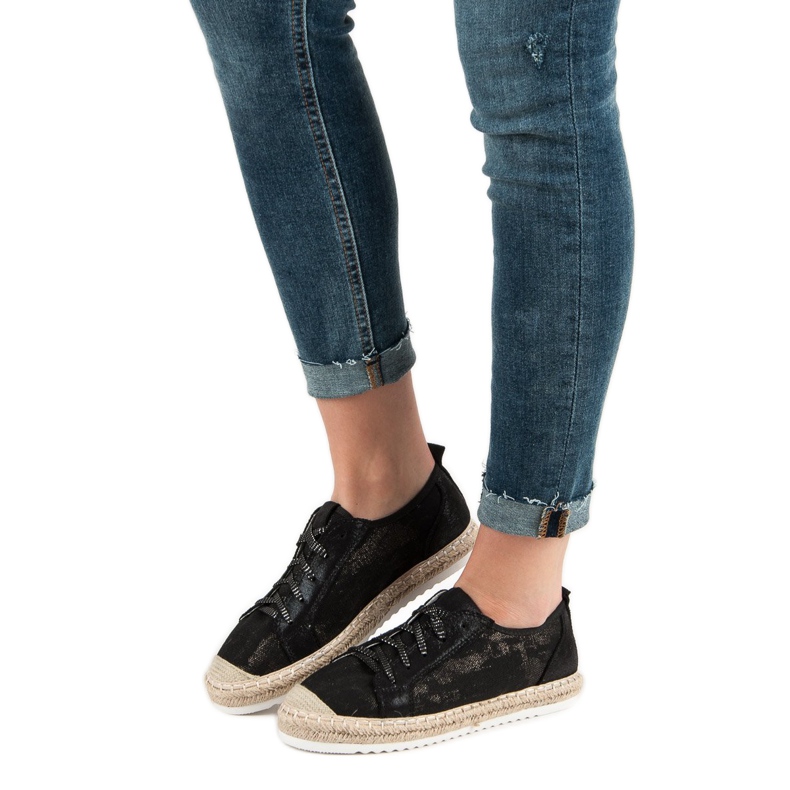 Queentina Sort snøret Espadrilles 1